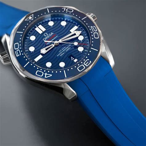 omega seamaster rubber strap blue